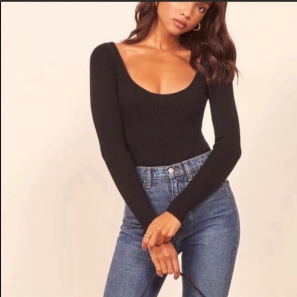 NWT Reformation MIA Black Cashmere Sweater